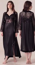 Satin & Lace Long Robe Nightwear Set